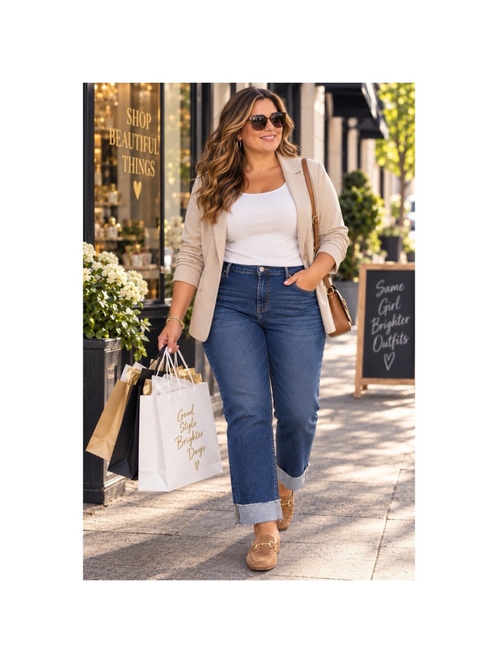 1822 Denim High-Rise Straight Jeans 4 inch cuff.